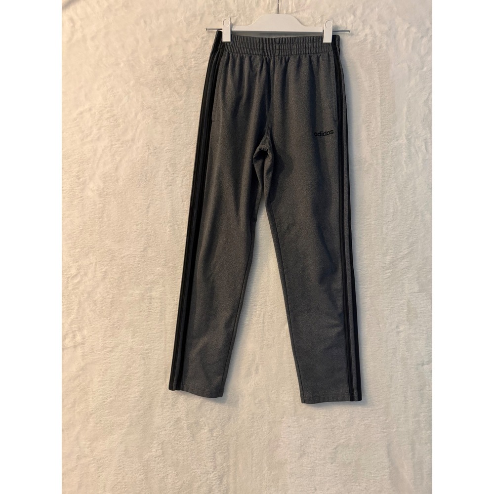 Adidas‎ Boys Charcoal Gray Heather 3-Stripe Athletic Track Pants Size M 10/12